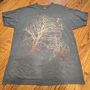 Vintage Y2K Apt. 9 Graphic Tee Shirt Blue with Bare Trees/Birds Men's Size L EUC